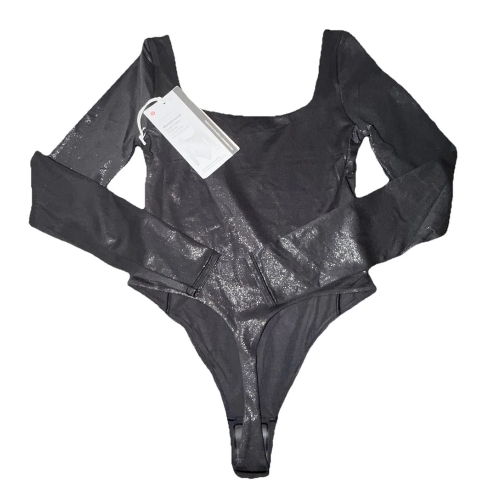 LULULEMON WUNDERMOST SQUARE-NECK BODYSUIT BLACK SHINE COLOR SIZE X-SMALL NWT - Picture 3 of 10